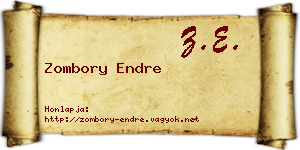 Zombory Endre névjegykártya